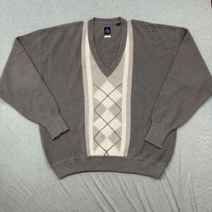 Callaway Golf XL Brown 100% Alpaca Argyle V-Neck Sweater Nordstrom Peru Mens